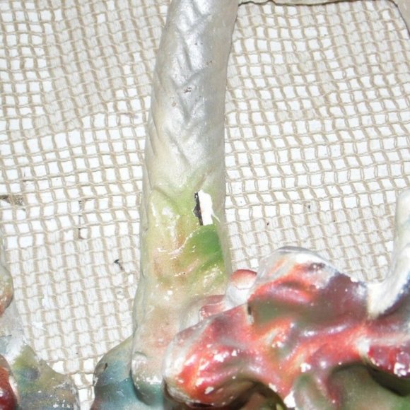 VINTAGE CHALK WALL POCKETS SET FLORAL BASKETS DESIGN CARNIVAL PRIZE 30'S 40'S - Picture 5 of 8